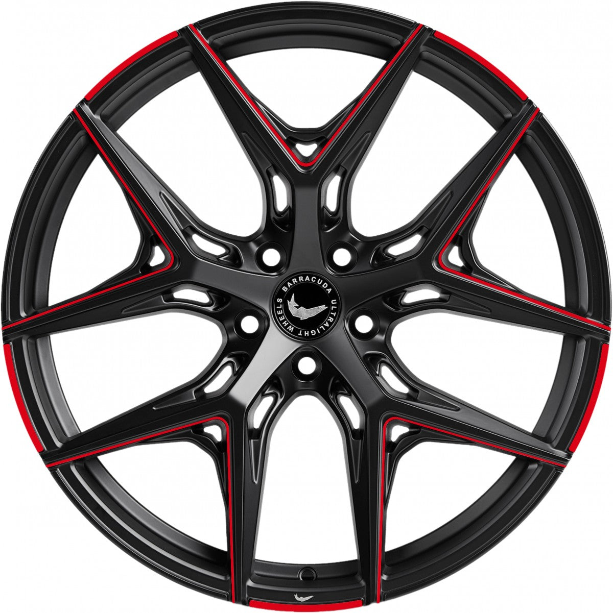 Barracuda Razzer mattblack red PureSports gefräst 9.5x21 ET27 - LK5/112 ML73.1