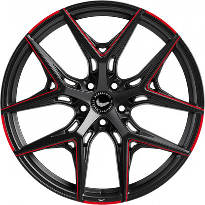 Barracuda Razzer mattblack red PureSports gefräst 9.5x21 ET27 - LK5/112 ML73.1