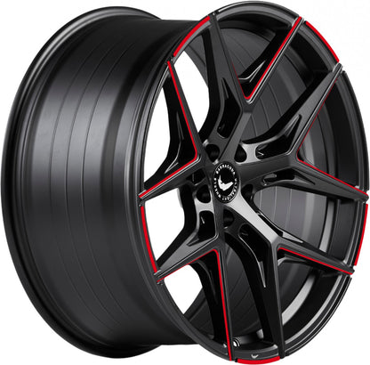 Barracuda Razzer mattblack red PureSports gefräst 9.5x21 ET27 - LK5/112 ML73.1