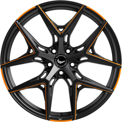 Barracuda Razzer mattblack orange PureSports gefräst 9.5x21 ET27 - LK5/112 ML73.1