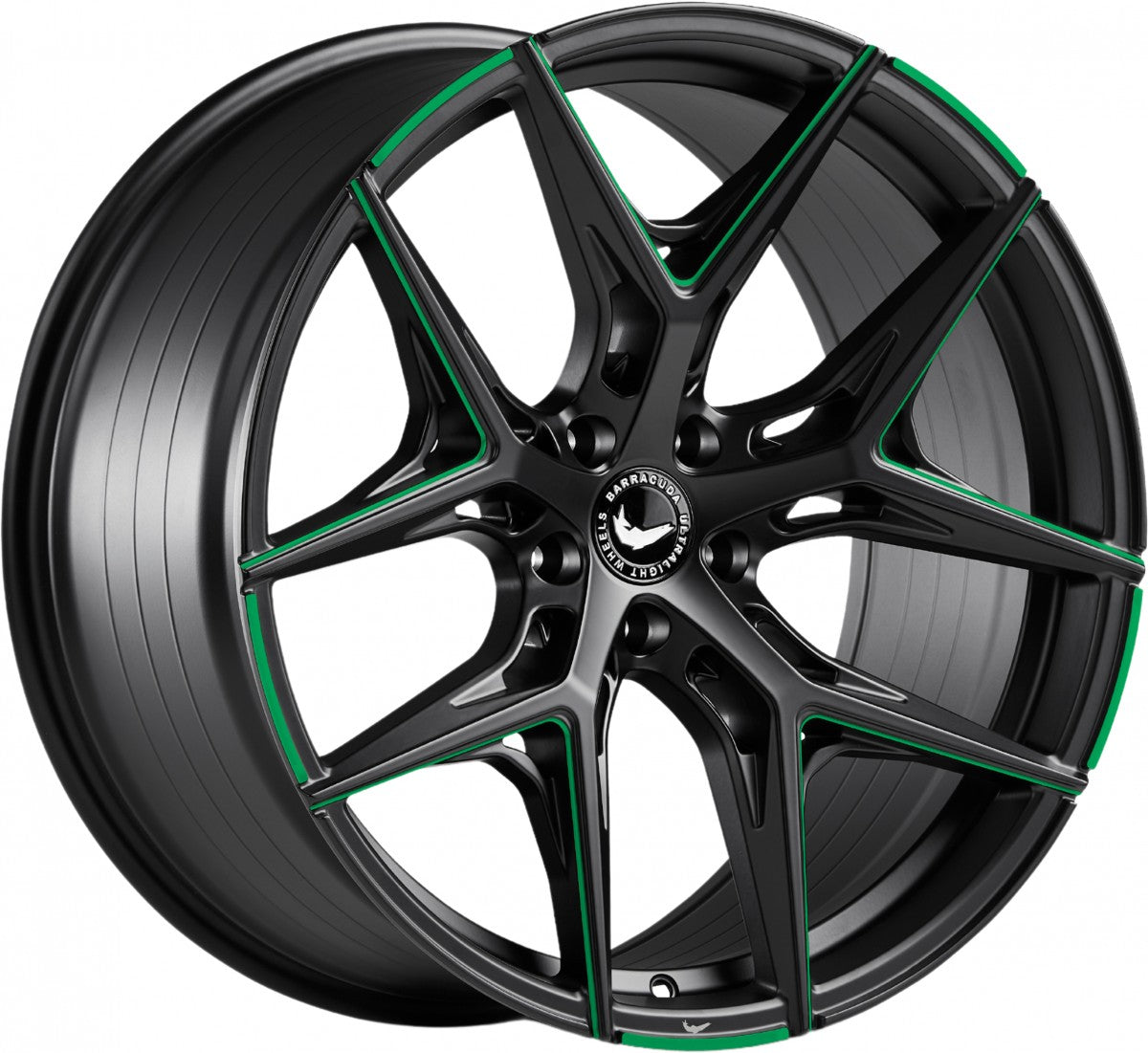 Barracuda Razzer mattblack green PureSports gefräst 9.5x21 ET27 - LK5/112 ML73.1