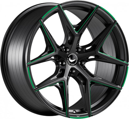 Barracuda Razzer mattblack green PureSports gefräst 9.5x21 ET27 - LK5/112 ML73.1