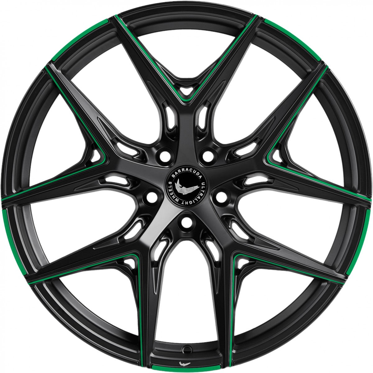 Barracuda Razzer mattblack green PureSports gefräst 9.5x21 ET27 - LK5/112 ML73.1