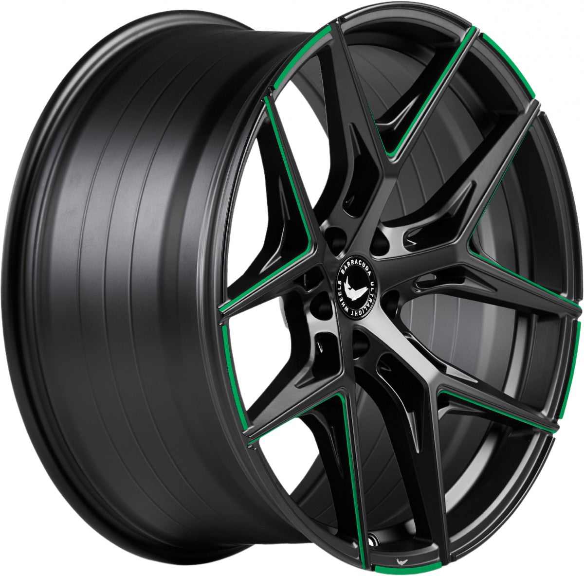 Barracuda Razzer mattblack green PureSports gefräst 9.5x21 ET27 - LK5/112 ML73.1