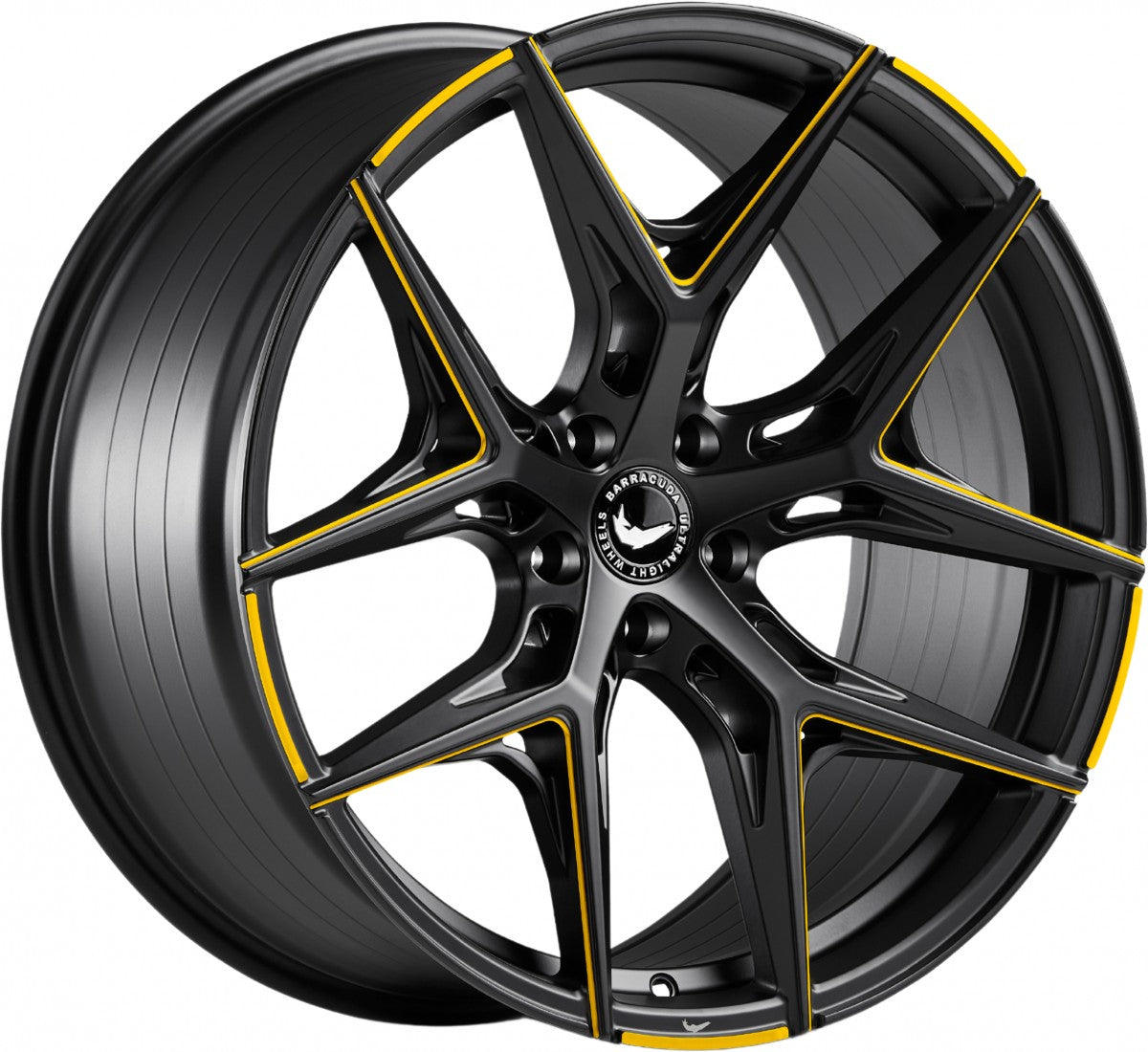Barracuda Razzer mattblack yellowgold PureSports gefräst 9.5x21 ET27 - LK5/112 ML73.1