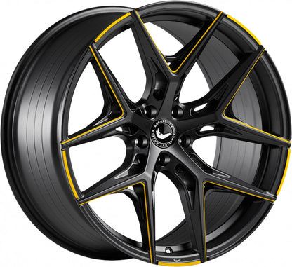 Barracuda Razzer mattblack yellowgold PureSports gefräst 9.5x21 ET27 - LK5/112 ML73.1