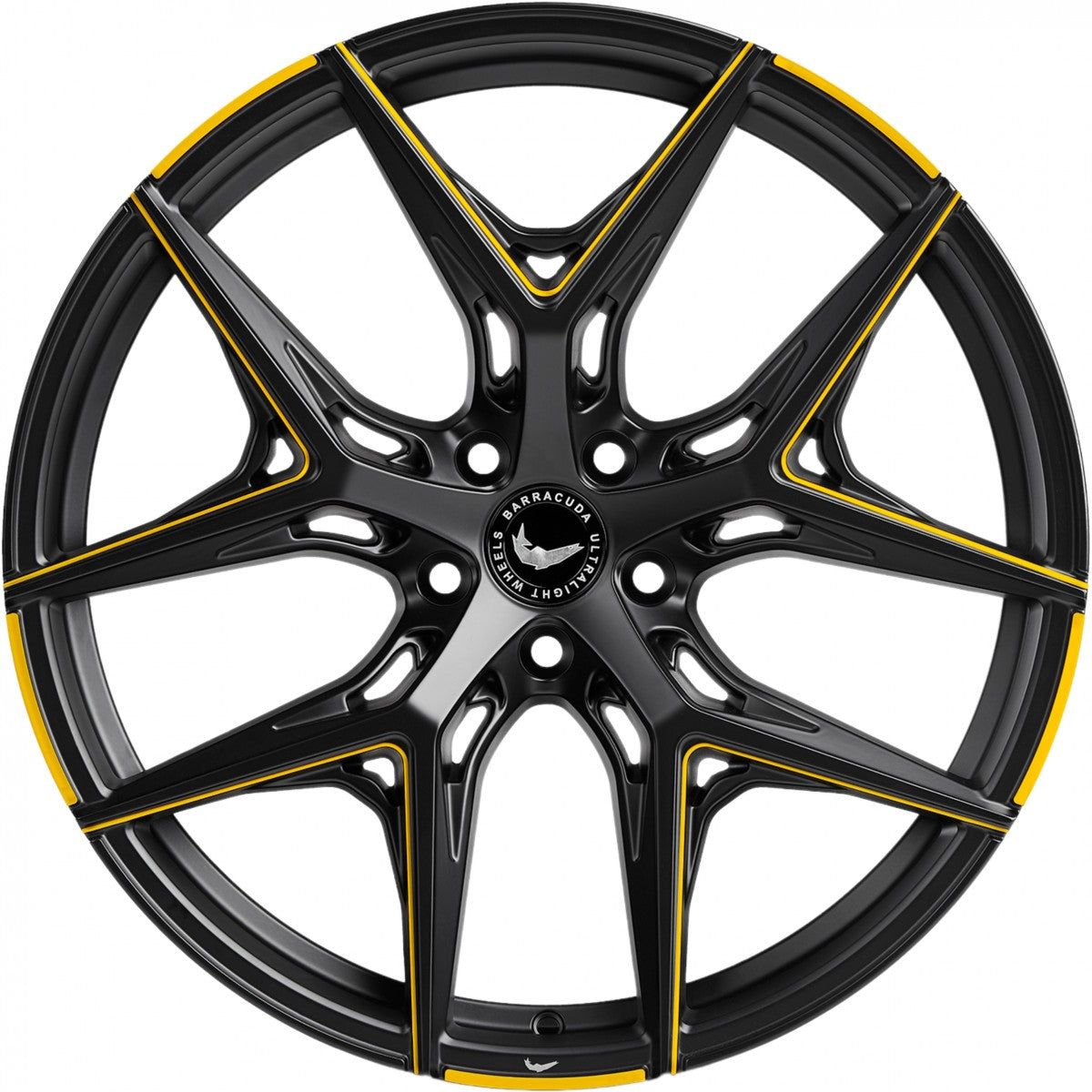 Barracuda Razzer mattblack yellowgold PureSports gefräst 9.5x21 ET27 - LK5/112 ML73.1