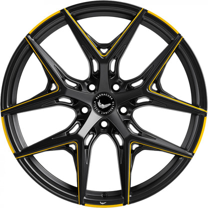 Barracuda Razzer mattblack yellowgold PureSports gefräst 9.5x21 ET27 - LK5/112 ML73.1