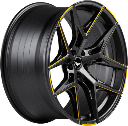 Barracuda Razzer mattblack yellowgold PureSports gefräst 9.5x21 ET27 - LK5/112 ML73.1