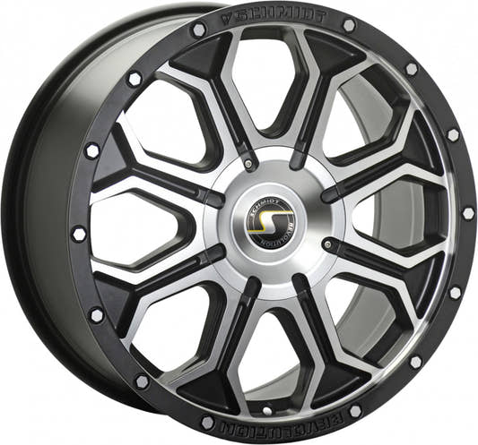 Schmidt REVOLUTION 18HDX Satin Black Front Poliert mit Softhorn Alufelge 8.5x18 Zoll ET49 LK 5x114.3 ML66.1