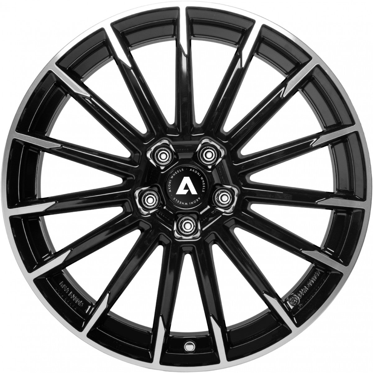 Akoni AK02 black polished 8x19 ET45 - LK5/112 ML57.1