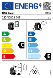 NAN Kang ALL Season Plus N-607+ 3PMSF 135/80 R13 70T Ganzjahr – EU-Reifenlabel