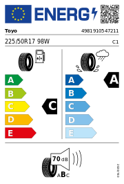 Toyo Proxes Comfort XL 225/50 R17 98W Sommer – EU-Reifenlabel