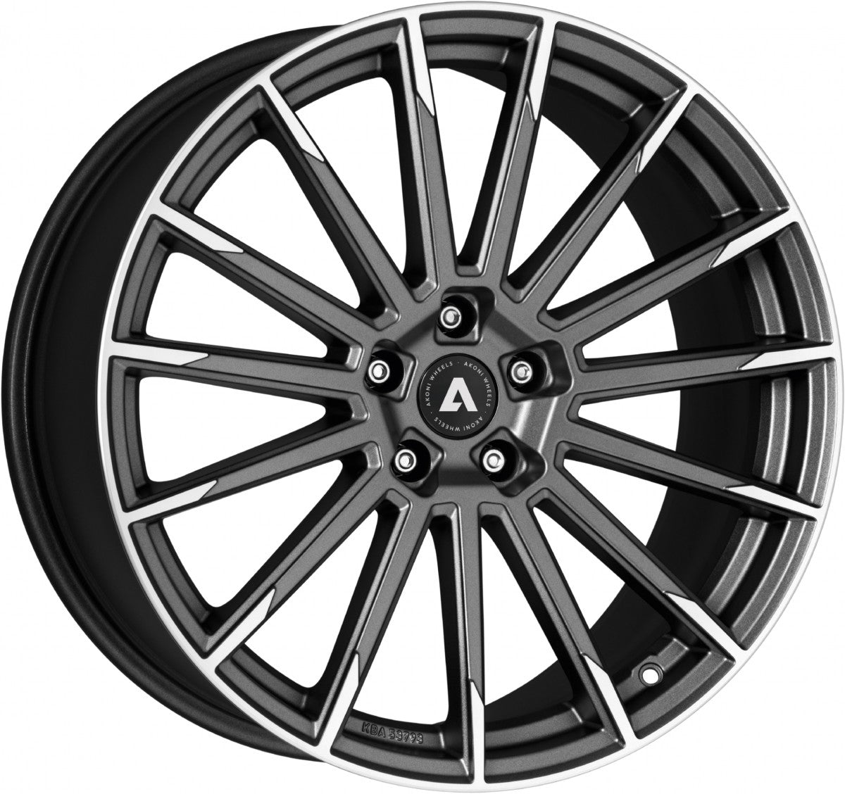 Akoni AK02 graphite matt polished Alufelge 8x19 Zoll ET44 LK 5x112 ML57.1