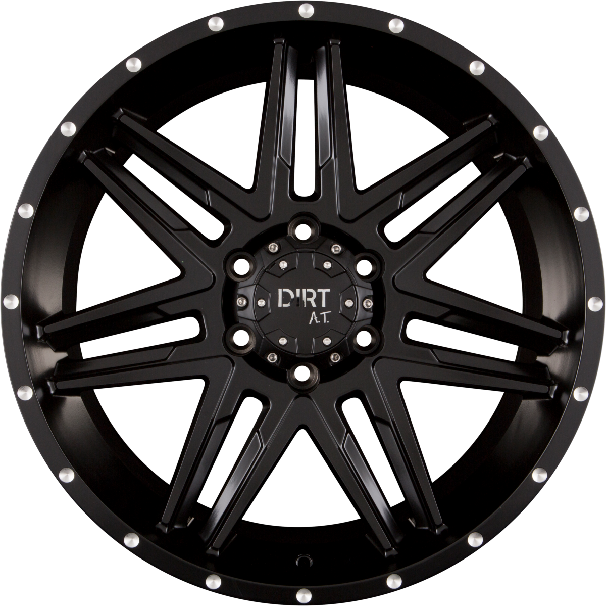 Dirt A.T. D62 Flat Black Milled Rivets Alufelge 9x20 Zoll ET25 LK 6x114.3 ML66.1