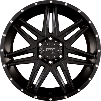 Dirt A.T. D62 Flat Black Milled Rivets Alufelge 9x20 Zoll ET25 LK 6x114.3 ML66.1