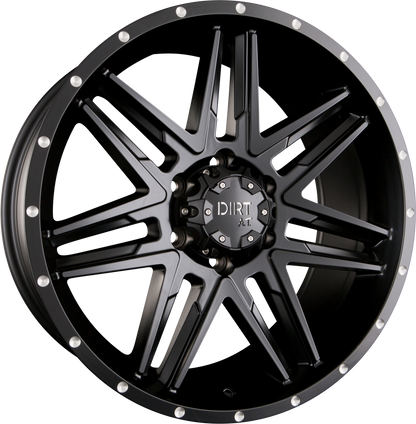 Dirt A.T. D62 Flat Black Milled Rivets Alufelge 9x20 Zoll ET25 LK 6x114.3 ML66.1 – Bild 2