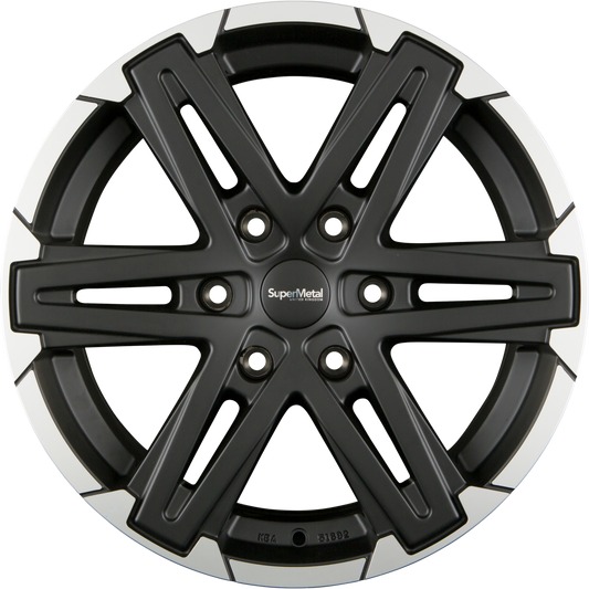 SuperMetal Compass Black Matt Polished Alufelge 8.5x18 Zoll ET45 LK 6x139.7 ML93.1