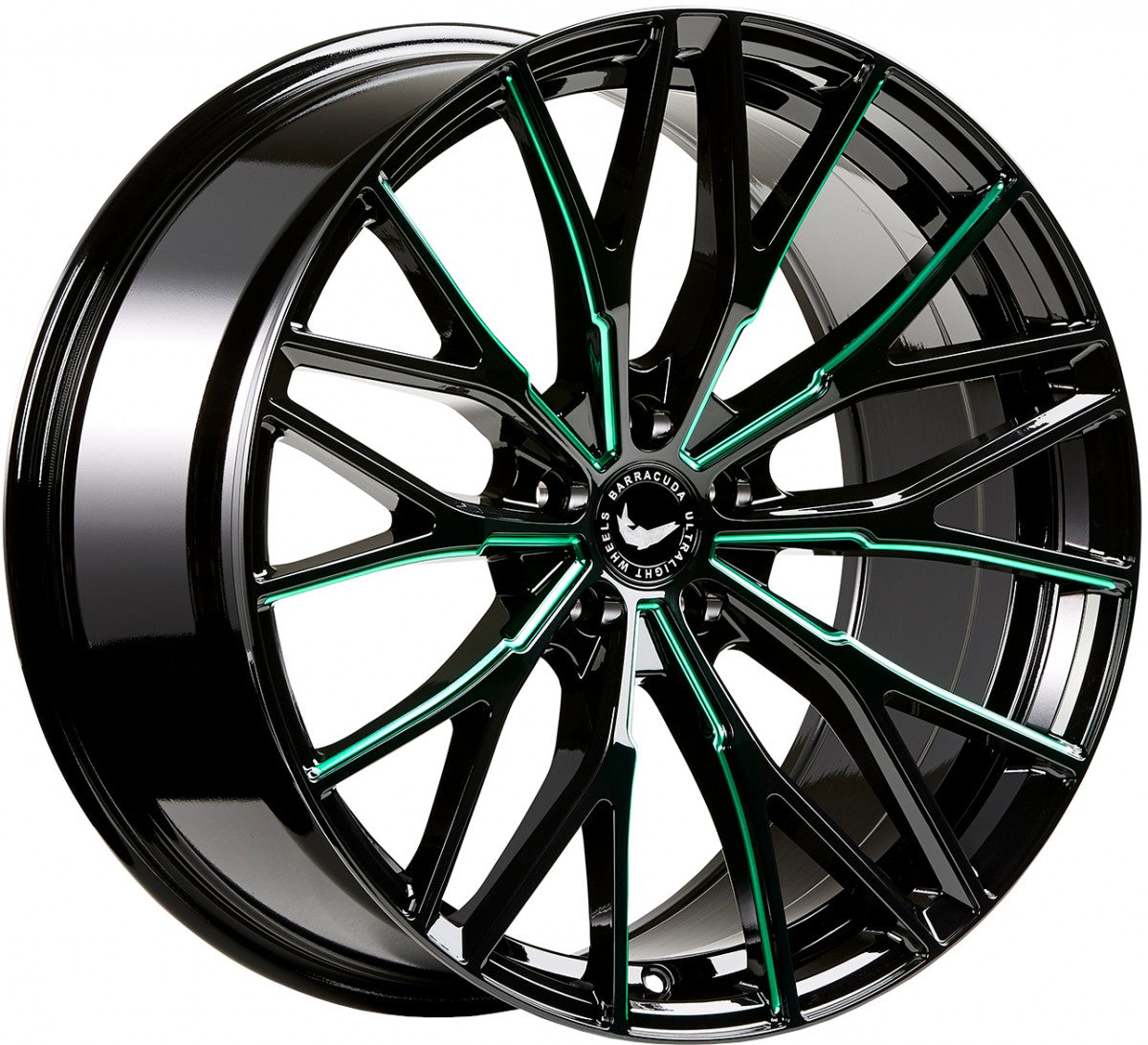 Barracuda Project 3.0 black gloss flashgreen Alufelge 8.5x19 Zoll ET40 LK 5x108 ML73.1