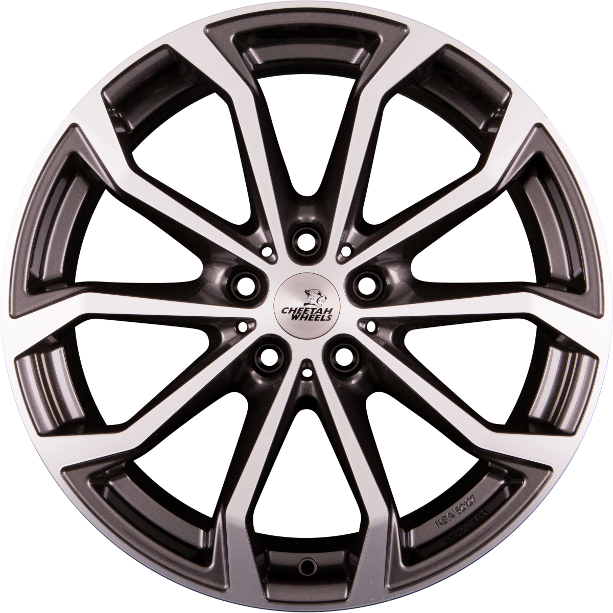 Cheetah CV.04 Anthrazit Glanz Frontpoliert Alufelge 8x18 Zoll ET30 LK 5x112 ML70.4