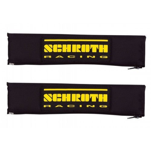 Schroth 2 Gurtpolster schwarz mit schwarz/gelbem SCHROTH RACING Logo