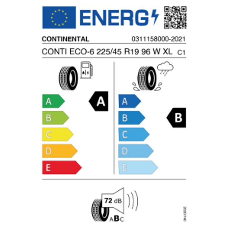 Continental Eco Contact 6 225/45 R19 96W Sommer DOT 2021 – Bild 3