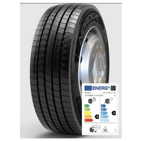 Nordexx Komplettrad 315/60R22.5 154/150L Steer 10 (DC73B) auf Felge 10/335/281 ET161 Silber gewuchtet
