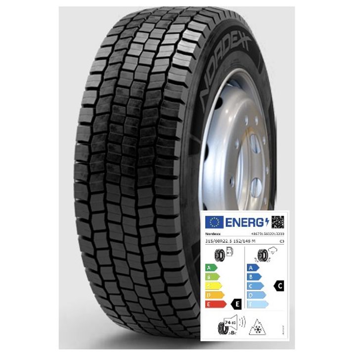 Nordexx Komplettrad 315/60R22.5 152/148M Trac 10 (EC74B) auf Felge 10/335/281 ET161 Silber