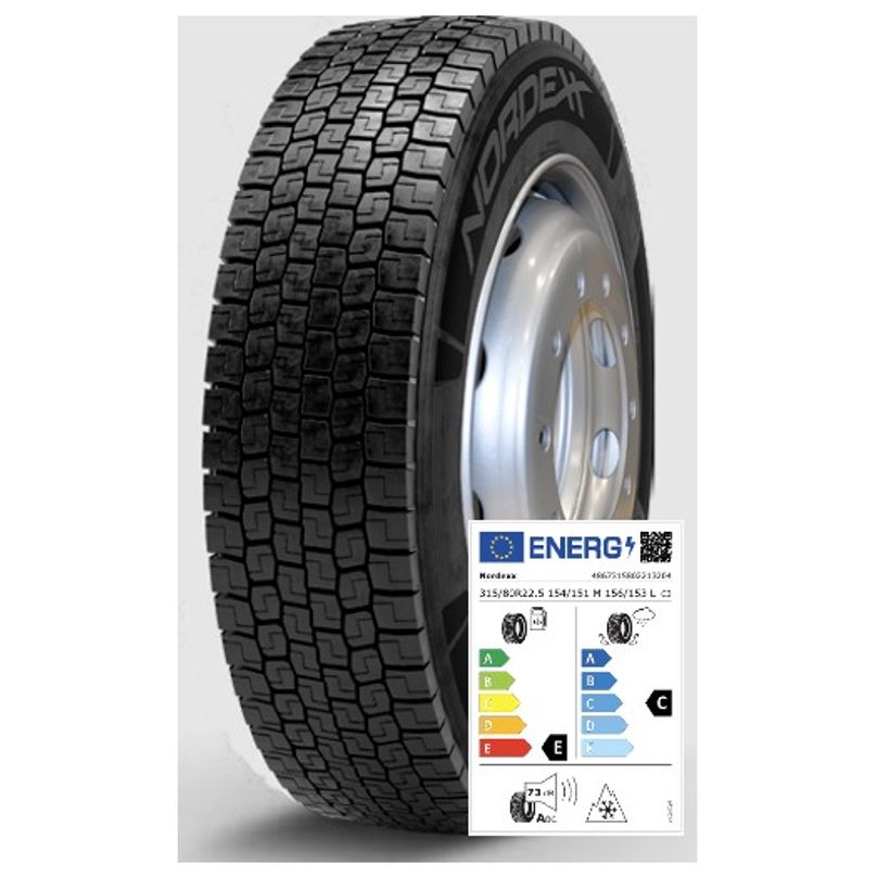 Nordexx Komplettrad 315/80R22.5 154/151M (156/153L) Trac 15 (CC73A) auf Felge 10/335/281 ET161 Silber