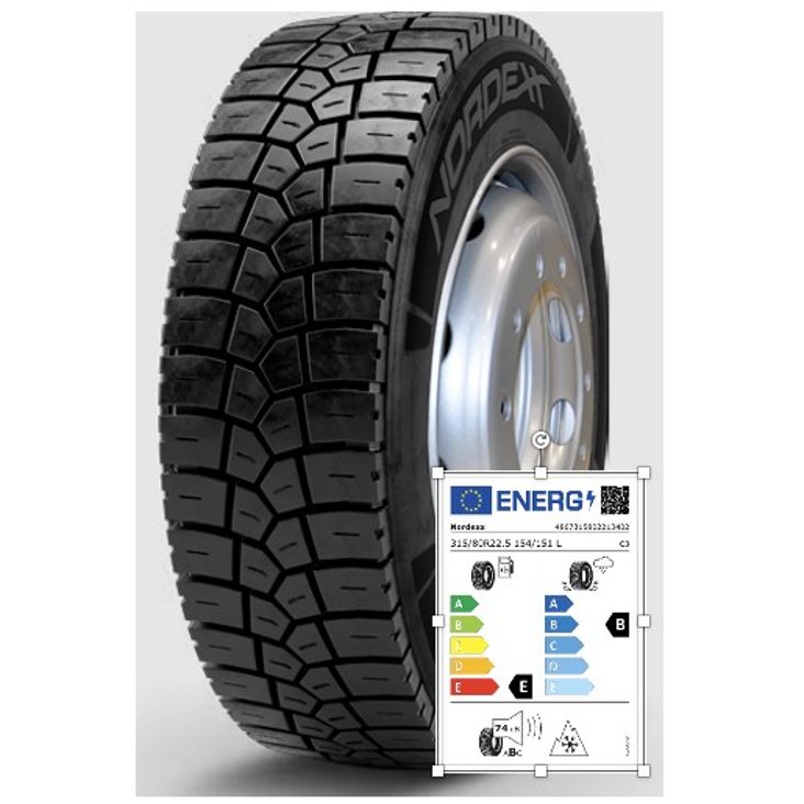 Nordexx Komplettrad 315/80R22.5 154/151L TracCon 10 (EB74B) auf Felge 10/335/281 ET161 Silber