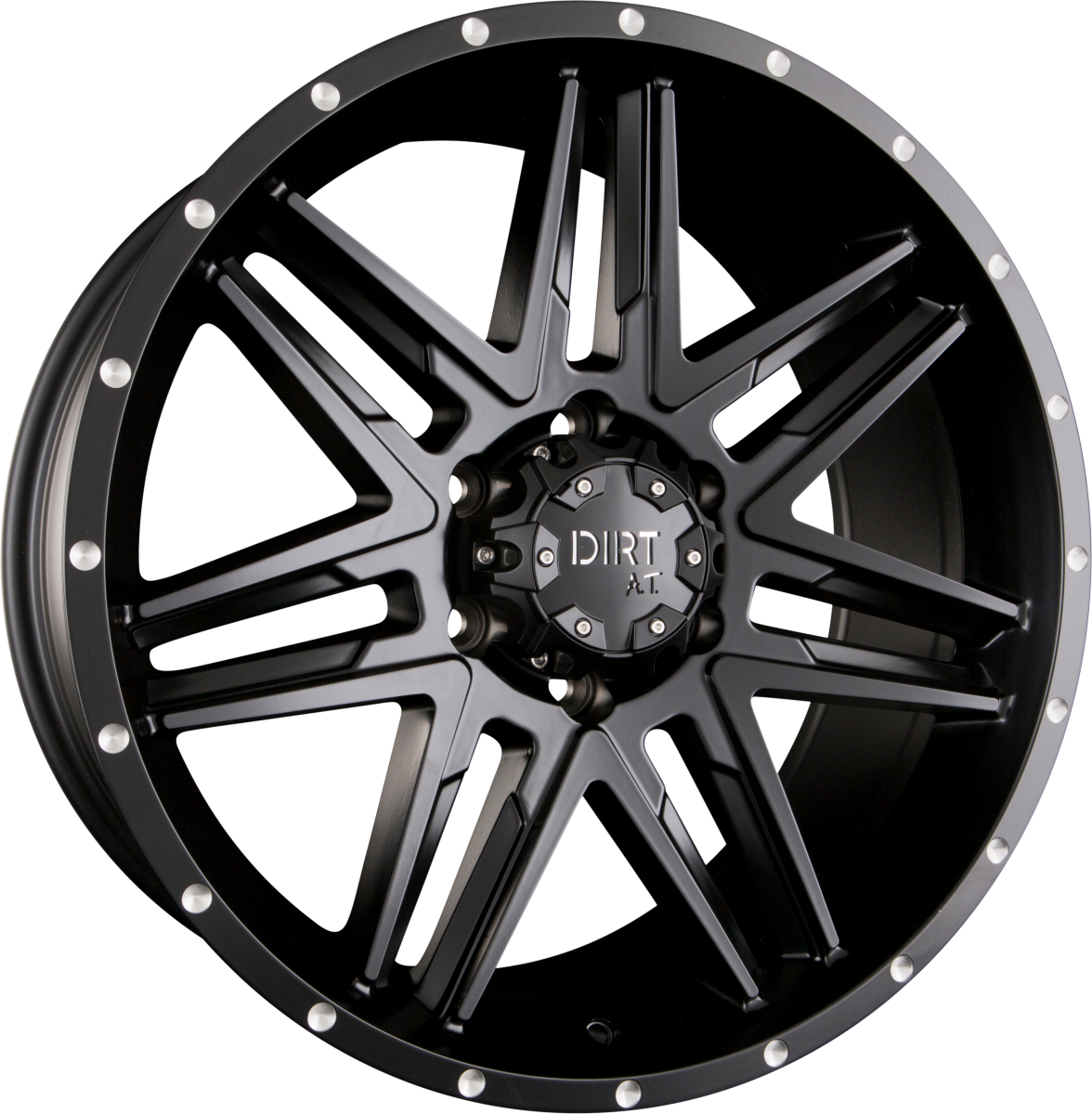 Dirt A.T. D62 Flat Black Milled Rivets Alufelge 9x20 Zoll ET25 LK 6x139.7 ML106.1 – Bild 2