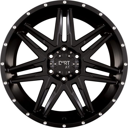 Dirt A.T. D62 Flat Black Milled Rivets Alufelge 9x20 Zoll ET25 LK 5x120 ML74.1
