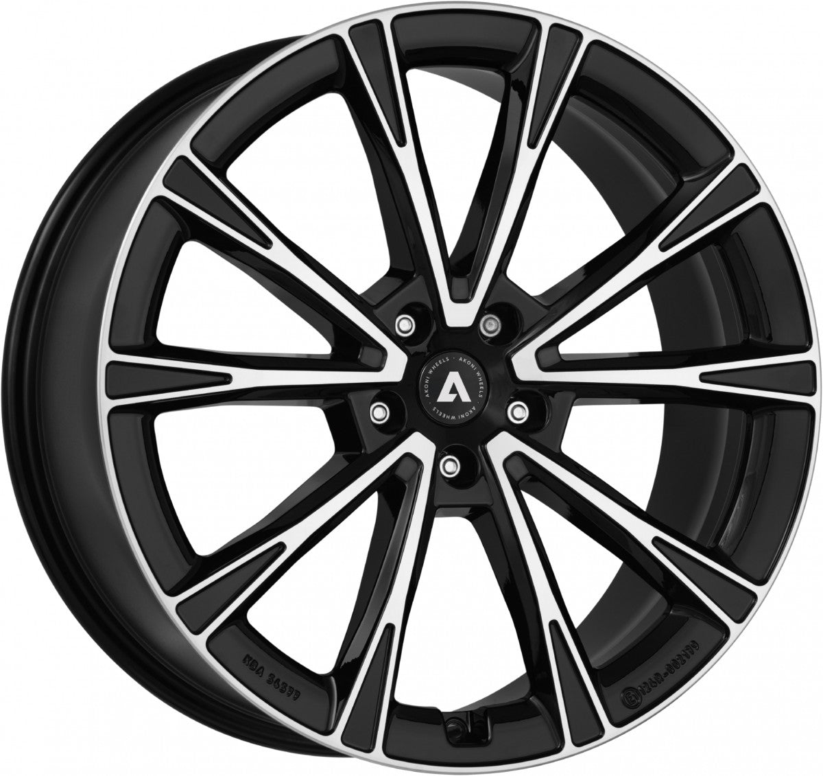 Akoni AK01 black polished Alufelge 10.5x19 Zoll ET45 LK 5x120 ML64.1