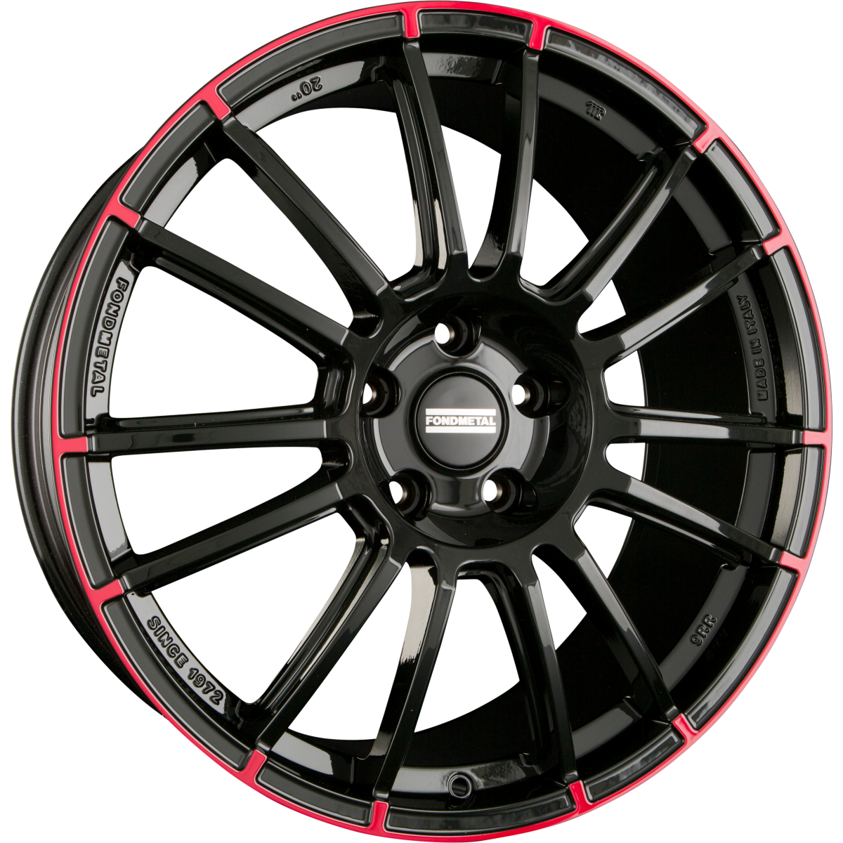 Fondmetal 9RR Schwarz Rot Alufelge 8.5x19 Zoll ET45 LK 5x120 ML64.1 – Bild 2