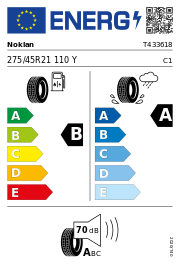 Nokian Powerproof 2 XL 275/45 R21 110Y Sommer – EU-Reifenlabel