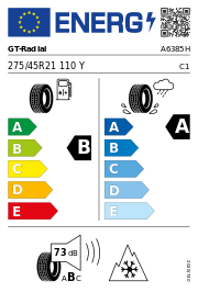 GT-Radial ClimateActive Elect XL 3PMSF 275/45 R21 110Y Ganzjahr – EU-Reifenlabel
