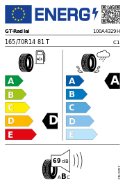 GT-Radial FE2 165/70 R14 81T Sommer – EU-Reifenlabel