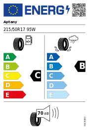 Aptany RA301 215/50 R17 95W Sommer – EU-Reifenlabel