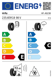 Hifly ALL-Turi 221 3PMSF XL 235/45 R18 98V Ganzjahr – EU-Reifenlabel