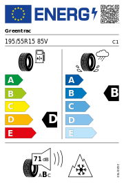 Greentrac Season Master M+S 3PMSF 195/55 R15 85V Ganzjahr – EU-Reifenlabel