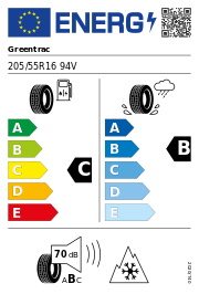 Greentrac Season Master 3PMSF 205/55 R16 87V Ganzjahr – EU-Reifenlabel