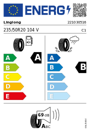 Linglong Sport Master e XL Elect FP 235/50 R20 104V Sommer – EU-Reifenlabel
