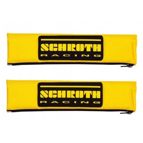 Schroth 2 Gurtpolster gelb mit schwarz/gelbem SCHROTH RACING Logo