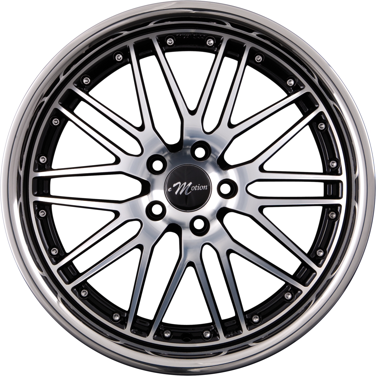 Emotion Wheels Wasabi Schwarz Frontpoliert mit Inox Edelstahlbett Alufelge 9.5x20 Zoll ET15 LK 5x120 ML74.1