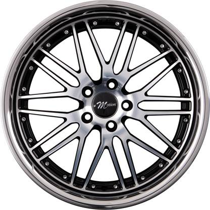 Emotion Wheels Wasabi Schwarz Frontpoliert mit Inox Edelstahlbett Alufelge 9.5x20 Zoll ET15 LK 5x120 ML74.1