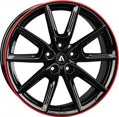 Akoni AK09 black glossy rim red Alufelge 8x19 Zoll ET45 LK 5x108 ML72.5