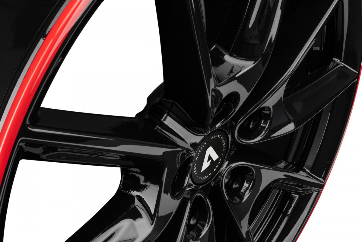 Akoni AK09 black glossy rim red Alufelge 8x19 Zoll ET45 LK 5x108 ML72.5 – Bild 3
