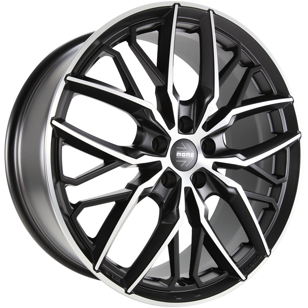 Momo Spider matt black diamond cut Alufelge 8.5x19 Zoll ET45 LK 5x114.3 ML72.3