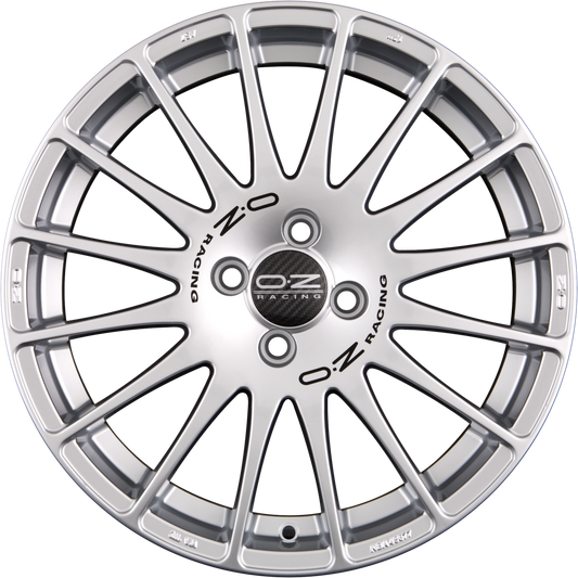 OZ Superturismo GT Race Silver + Black Lettering Alufelge 7x16 Zoll ET25 LK 4x108 ML65.1