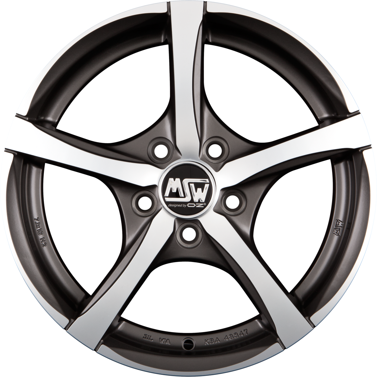 MSW 23 Gun Metal Poliert Alufelge 7.5x17 Zoll ET35 LK 5x100 ML63.3